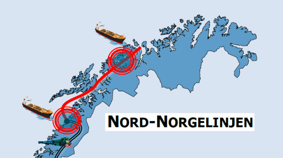 Nord-Norge-linjen er et spennende prosjekt, som kobler sammen flere aktører ei linje mellom Bodø og Tromsø. Illustrasjon: Transportutvikling AS