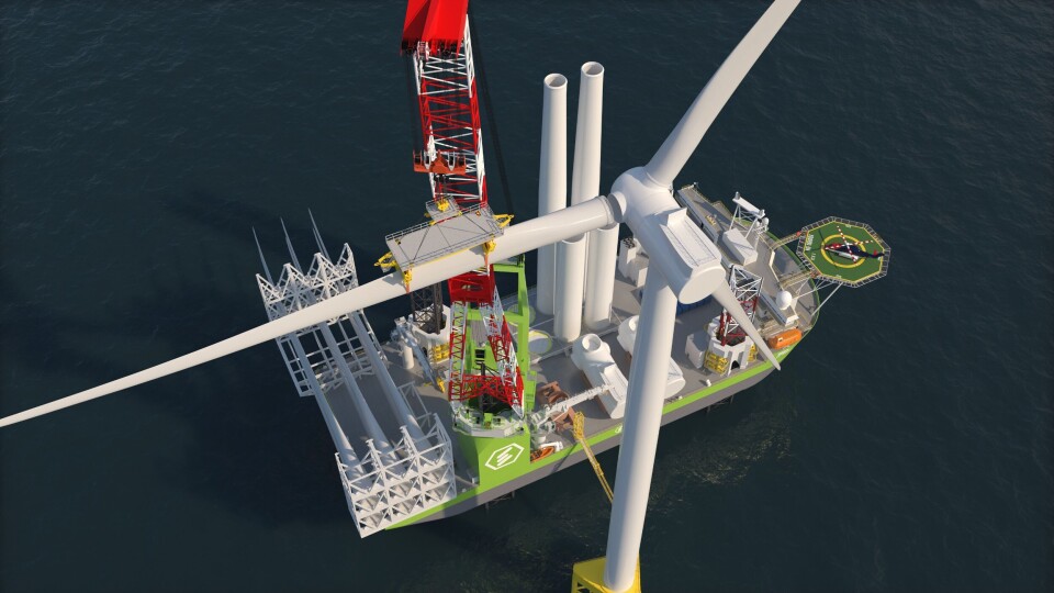 ABB i Norge vinner systemordre for neste generasjons havvindfartøy. Illustrasjon: Eneti Inc.