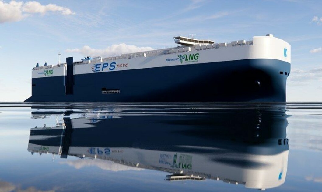 Eastern Pacific Shippings 11 nye LNG-drevne bilskip skal utstyres med Wärtsiläs hybride fremdriftssystem. Illustrasjon: Eastern Pacific Shipping Pte Ltd