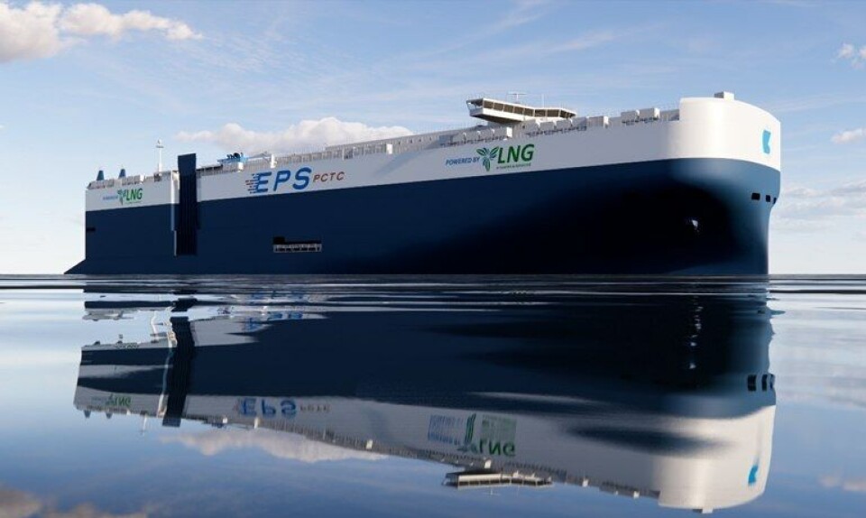 Eastern Pacific Shippings 11 nye LNG-drevne bilskip skal utstyres med Wärtsiläs hybride fremdriftssystem. Illustrasjon: Eastern Pacific Shipping Pte Ltd Eastern Pacific Shippings 11 nye LNG-drevne bilskip skal utstyres med Wärtsiläs hybride fremdriftssystem. Illustrasjon: Eastern Pacific Shipping Pte Ltd