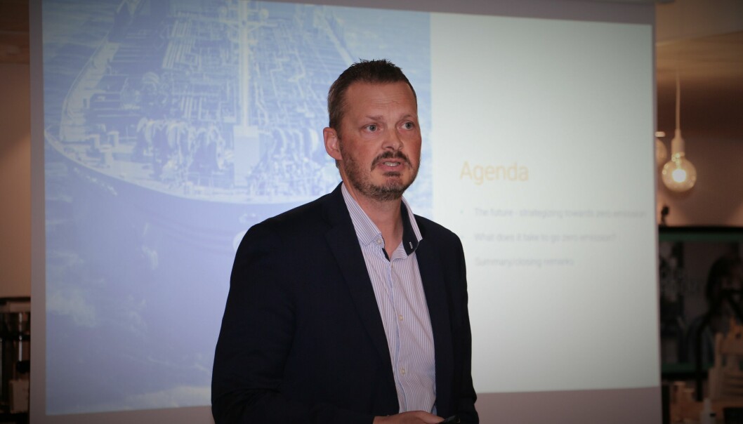 Erik Hjortland - VP Technology i Odfjell, tok for seg mangelen på fornybar kraft under et arrangement i Bergen torsdag.