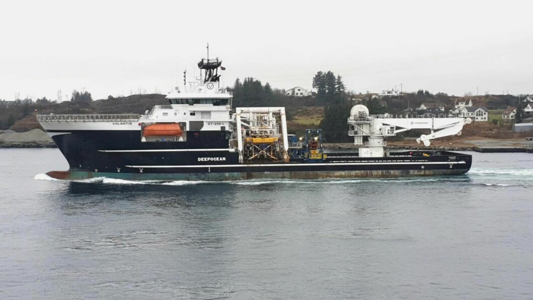 «Volantis» er et subsea konstruksjonsfartøy som er utstyrt med dynamisk posisjoneringssystem og en 150 tonns hivkompensert kran. Foto: Volstad Maritime