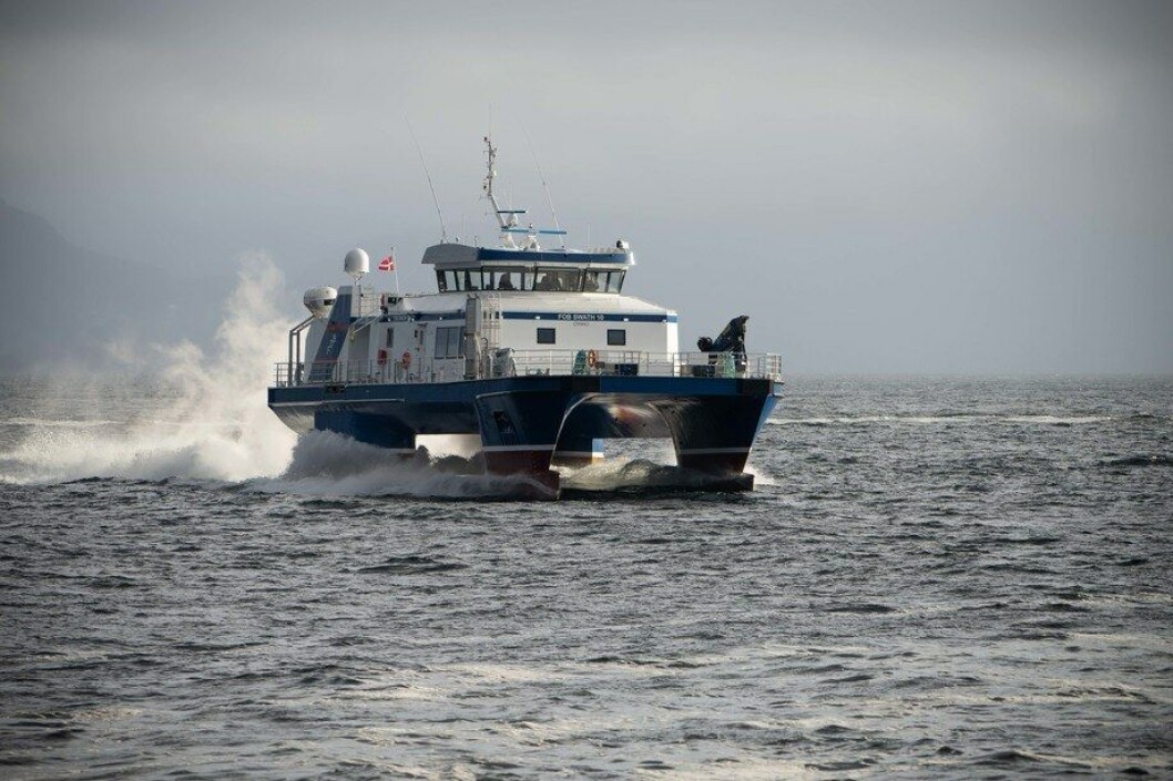 «FOB Swath 10» er den tredje i rekken som Oma Baatbyggeri leverer til danske Offshore Windservice AS. Foto: Magne Langåker «FOB Swath 10» er den tredje i rekken som Oma Baatbyggeri leverer til danske Offshore Windservice AS. Foto: Magne Langåker