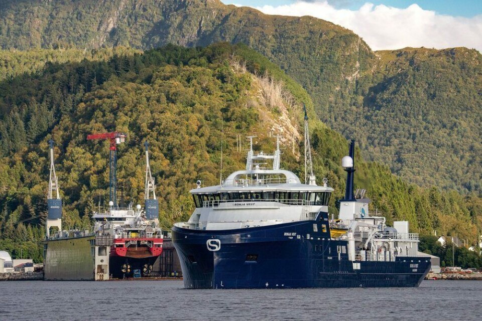 «Ronja Vest» er den første av fire brønnbåter Myklebust leverer til Sølvtrans. Foto: Olav Tokle (Fotomarin)