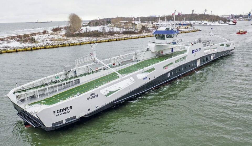 MF «Fodnes» er levert og satt i trafikk for rederiet Norled. Foto: Marcin Koszalka/Portalmorski.pl