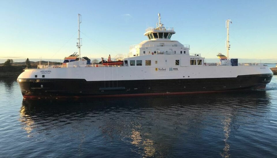 I september 2020 ble ferja MF «Heilhorn» levert til Torghatten fra Sefine Shipyard i Tyrkia. Foto: Torghatten