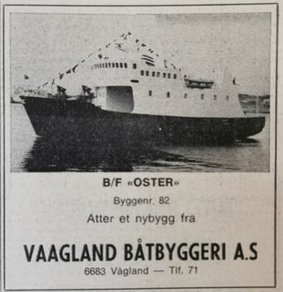 Gratulasjonsannonse i Skipsrevyen nr.1/1972