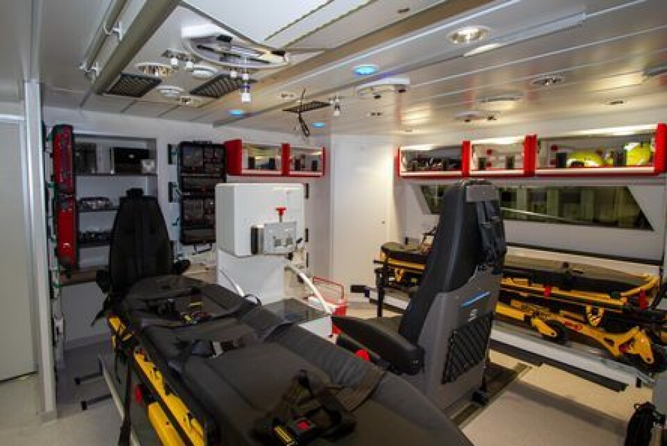 Fra bårerommet på den nye ambulansebåten. Foto: Maritime Partner
Gode arbeidsforhold på broen. Foto: Maritime Partner