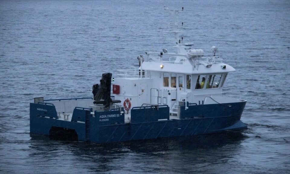 Fartøyet, som har fått navnet MS «AQUA FARMS III» er 13,5 meter langt og 7,5 meter bredt. Foto: Moen Marin