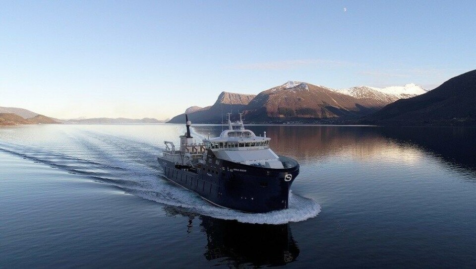 M/S «Ronja Ocean» på sjøprøver. Foto: uavpic.com