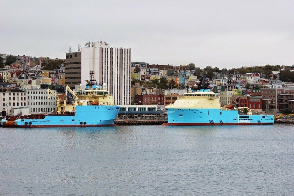 Anchorhandlerne Maresk Tackler og Maersk Clipper fotografert i St. John´s. Foto: movements172.rssing.com