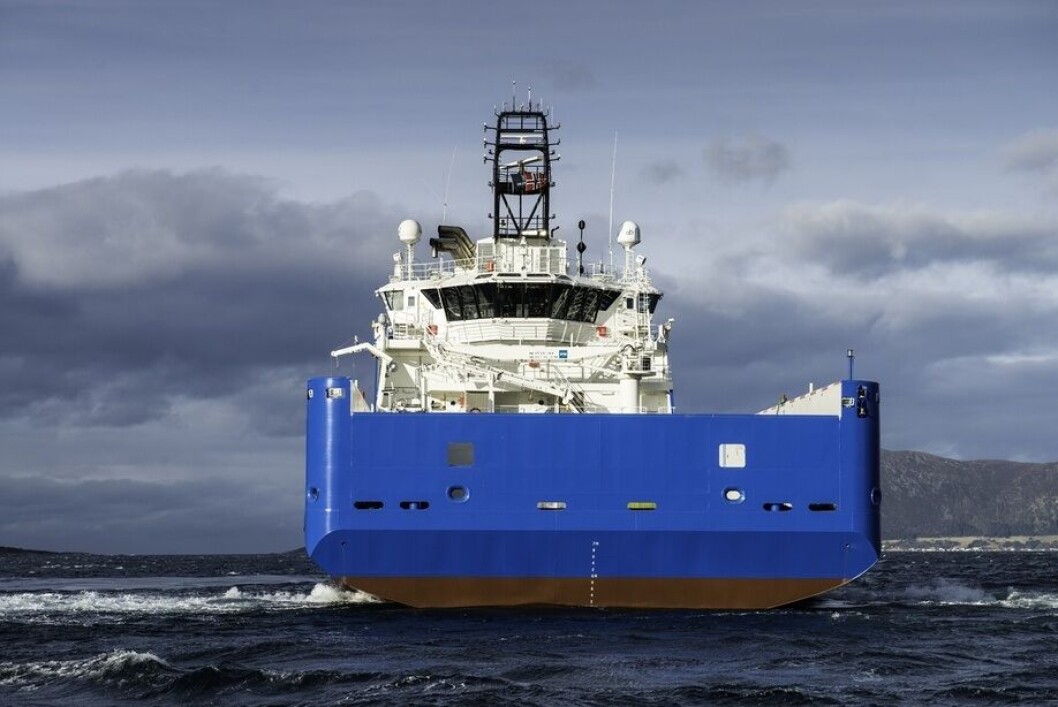 Dette er hekken som karakteriserer “Blue Queen/Blue King”. Foto: Ulstein Verft Dette er hekken som karakteriserer “Blue Queen/Blue King”. Foto: Ulstein Verft