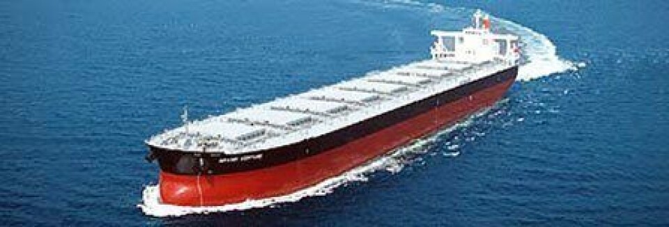 Bildet viser Imabari Shipbuildings 205.000 dwt design.