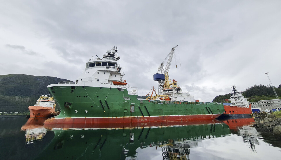 CF Fortune som ligg til kai ved Green Yard Kleven skal byggast om frå PSV til ROV for Oceanica CF Fortune som ligg til kai ved Green Yard Kleven skal byggast om frå PSV til ROV for Oceanica