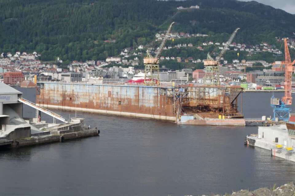 Flytedokken, da den fremdeles lå i Laksevåg. Foto: Vigleik Brekke