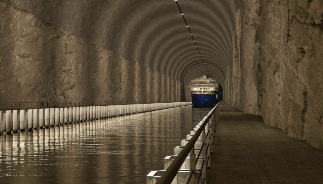 Illustrasjon av innsiden av Stad Skipstunnel.
