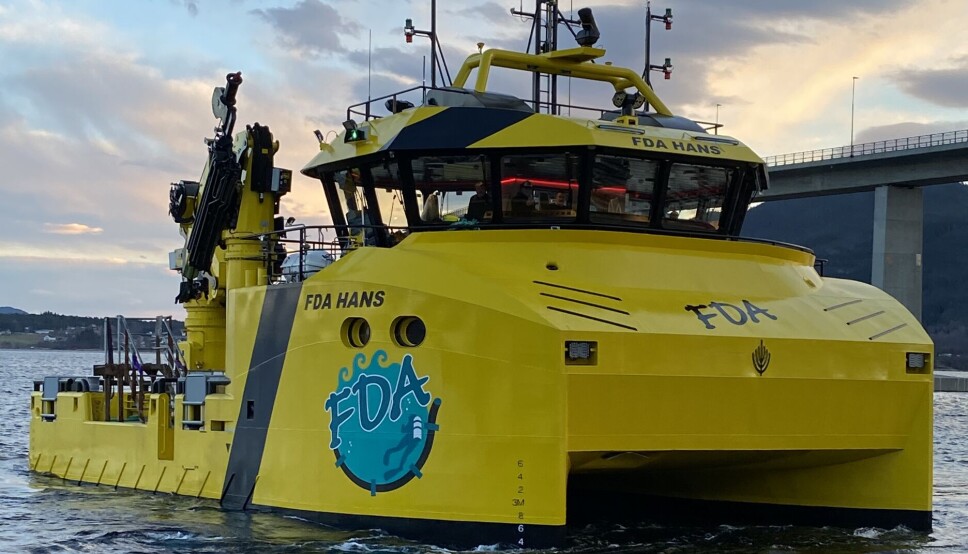 Nybygget «FDA Hans» er det tredje fartøyet Salthammer Båtbyggeri leverer til Finnsnes Dykk & Anleggservice på under to år. Foto: Salthammer Båtbyggeri
