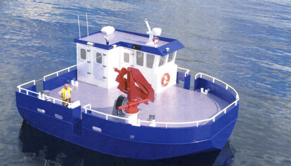 3D tegning som viser båten som er under bygging. - Båten vil kanskje ikke bli seende helt lik ut som dette, men mye er likt, sier stasjonssjef ved Austevoll forskningsstasjon, Kjetil Stensland.