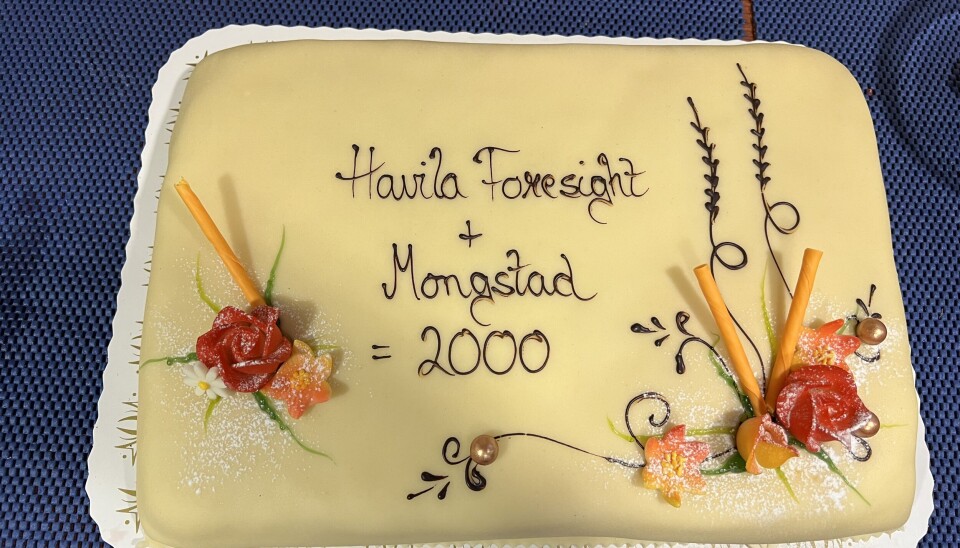 Rekorden vart feira med kake Rekorden vart feira med kake