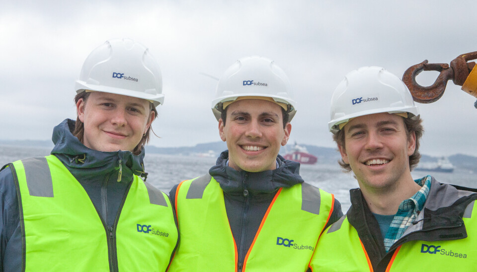 David Timmer Endal, Joel Turøy Midttveit og Adam Åkervall studerar alle Marinteknikk ved HVL.