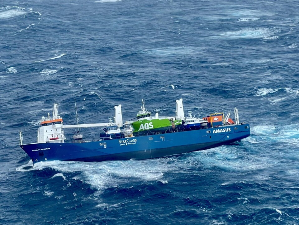 Åtte personer er reddet i land etter at «Eemslift Hendrika» kom i havsnød mandag. Foto: Hovedredningssentralen