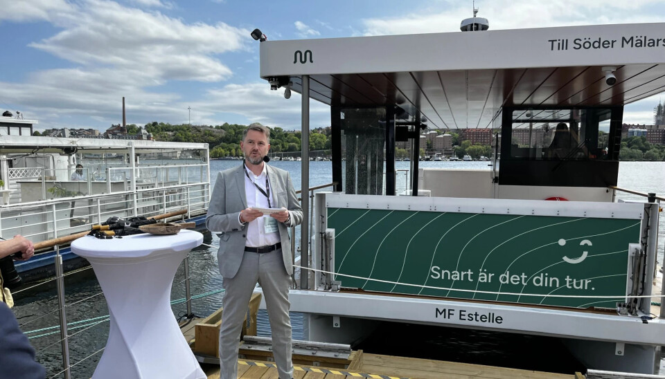 Stein Andrè Herigstad-Olsen, administrerende direktør i Torghatten, under dåpen av «Estelle».