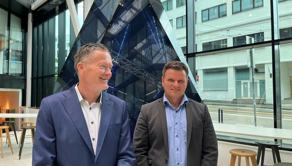 Eqvas konsernsjef Erik Høyvik, til venstre, og finansdirektør Erik Sævareid
presenterer andre kvartal og første halvårsresultatene for 2023.