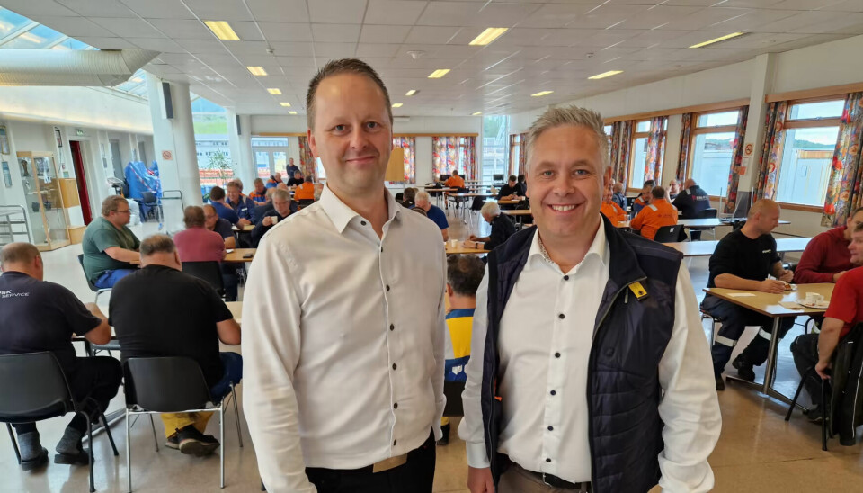 Karl Johan Barstad og Hans Jørgen Fedog kunne fortelle om ny kontrakt til de ansatte ved verftet torsdag.