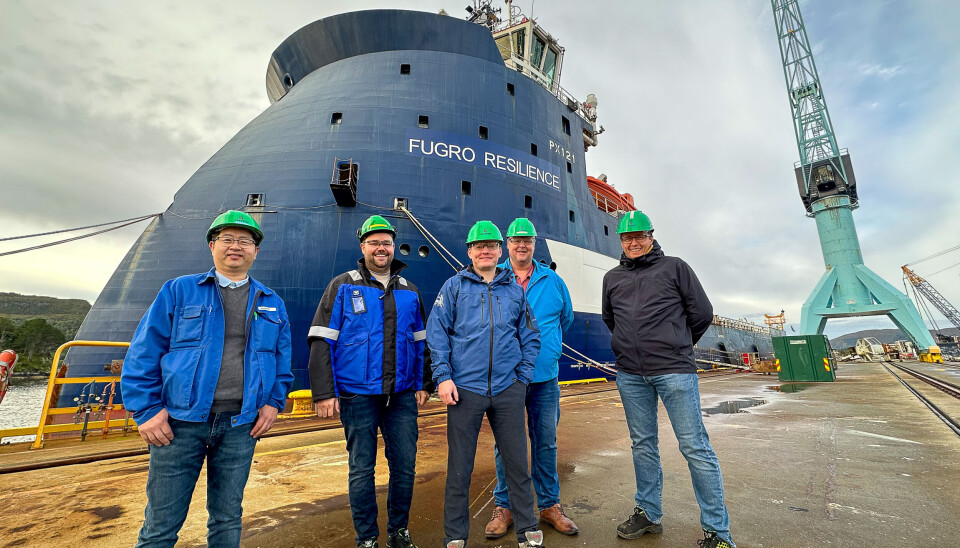 Representantar frå Ulstein Verft og Ulstein Design & Solutions som er involverte i redesign og ombygging av «Fugro Resilience». Representantar frå Ulstein Verft og Ulstein Design & Solutions som er involverte i redesign og ombygging av «Fugro Resilience».