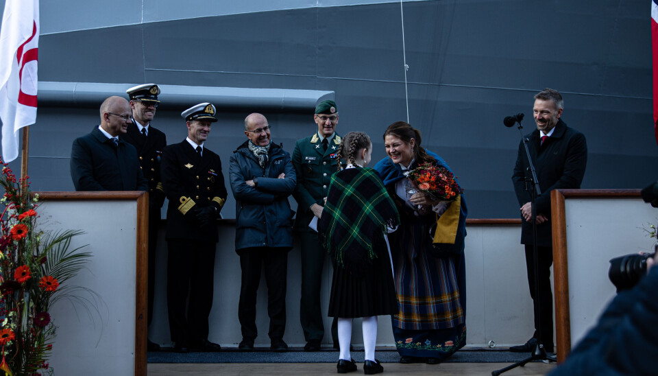 Onsdag 1. november ble KV «Bjørnøya» døpt og overlevert til Sjøforsvaret. Døpen ble gjennomført ved Vard Langsten i Tomrefjord. Gudmor var fisker- og havminister Cecilie Myrseth. Onsdag 1. november ble KV «Bjørnøya» døpt og overlevert til Sjøforsvaret. Døpen ble gjennomført ved Vard Langsten i Tomrefjord. Gudmor var fisker- og havminister Cecilie Myrseth.
