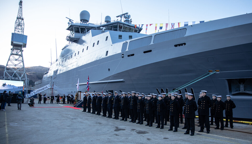 Onsdag 1. november ble KV «Bjørnøya» døpt og overlevert til Sjøforsvaret. Døpen ble gjennomført ved Vard Langsten i Tomrefjord. Gudmor var fisker- og havminister Cecilie Myrseth. Onsdag 1. november ble KV «Bjørnøya» døpt og overlevert til Sjøforsvaret. Døpen ble gjennomført ved Vard Langsten i Tomrefjord. Gudmor var fisker- og havminister Cecilie Myrseth.