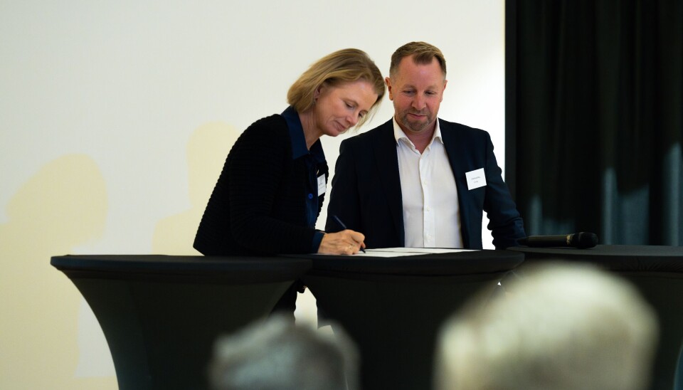 Hege Økland, administrerende direktør i Hy2gen Norge og Christian W. Berg, administrerende direktør i Amogy Norway. Hege Økland, administrerende direktør i Hy2gen Norge og Christian W. Berg, administrerende direktør i Amogy Norway.