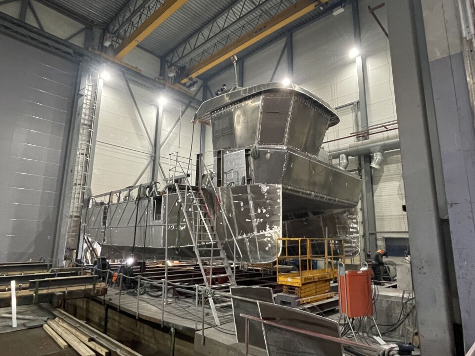 Grovfjord båt under bygging.