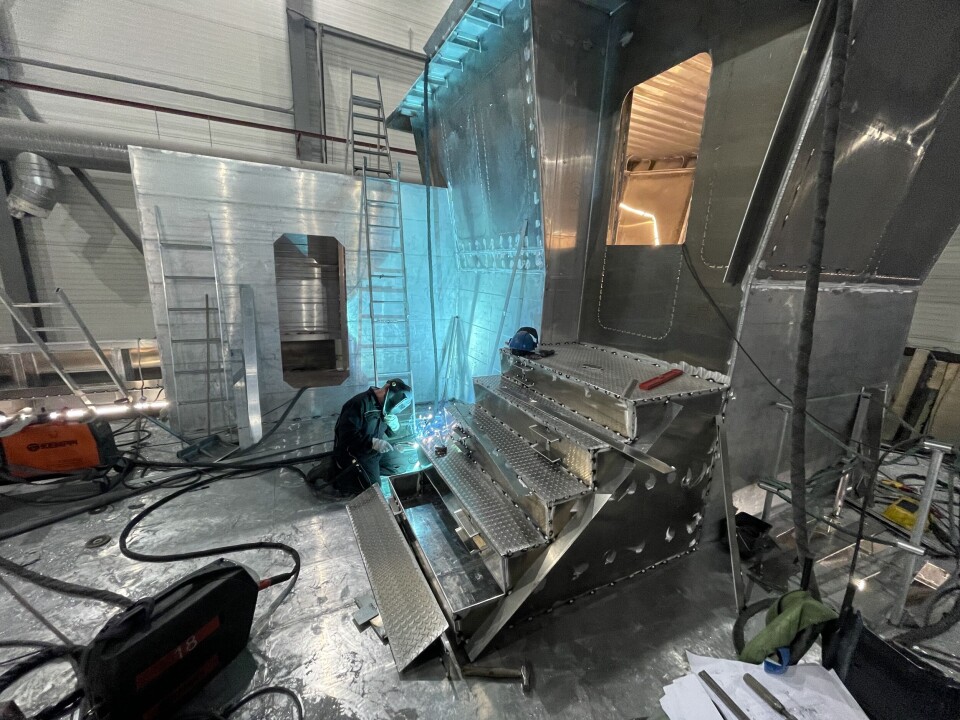 Grovfjord båt under bygging.