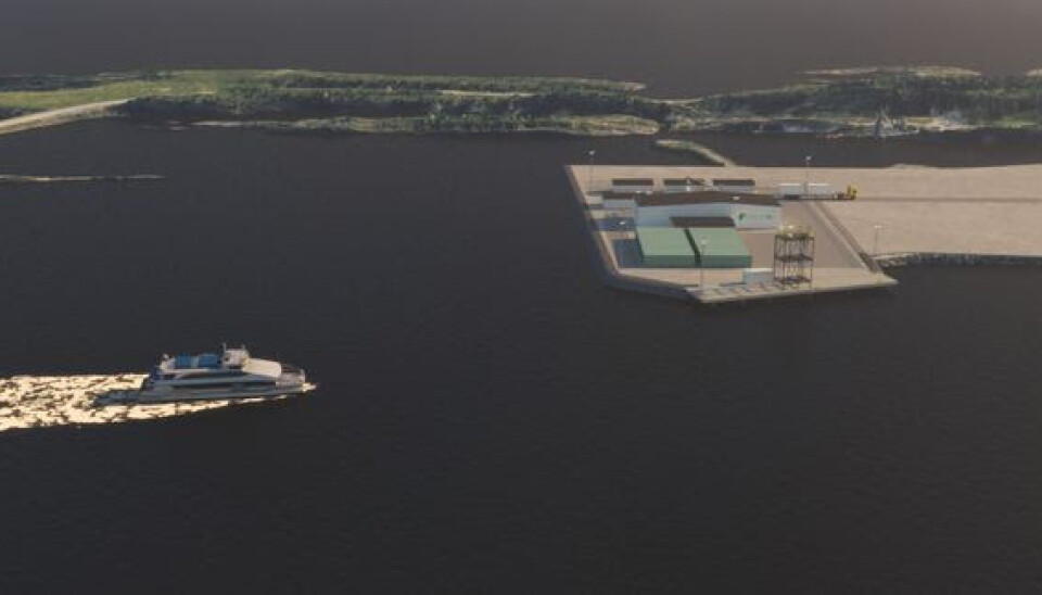 Illustrasjon av den planlagte fabrikken ved Sandessjøen.