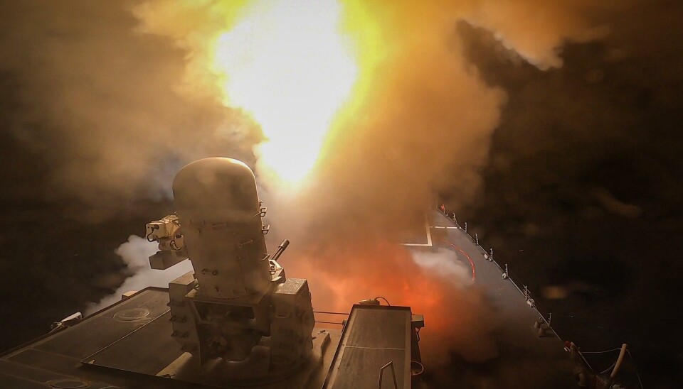 Amerikanske USS «Carney» skyter ned raketter fra Houthi-militsen.