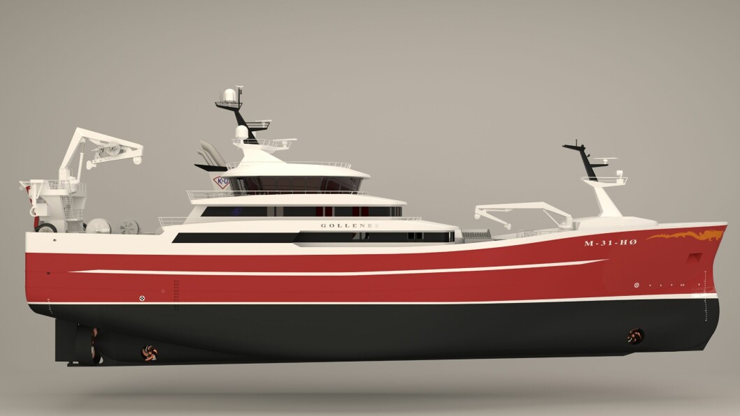 Nye «Gollenes» skal etter planen leveres i mars 2023. Illustrasjon: Karstensens Skibsværft