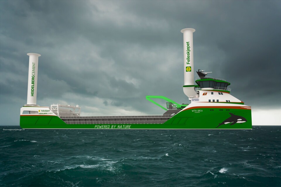 Fartøyet skal etter planen sjøsettes i 2023. Illustrasjon: Norwegian Ship Design