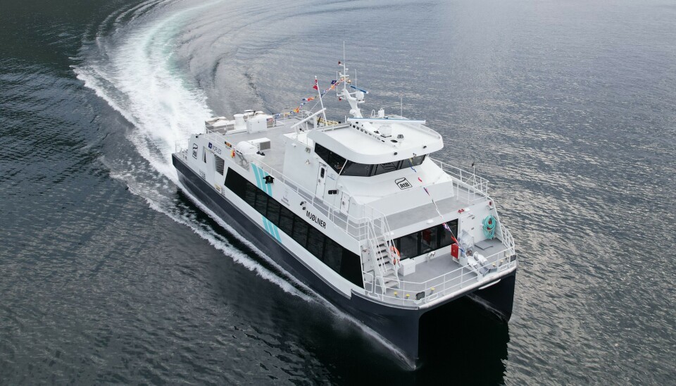 Den nye hurtigbåten er på vei til Trondheim.