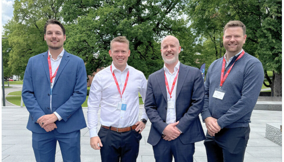 F.v. Quint Vedder fra Maris Fiducia, Jørgen Kopperstad fra Norwegian Hydrogen, Richard Inkster fra Maris Fiducia Norway, og Kristian Osnes fra HAV Hydrogen.