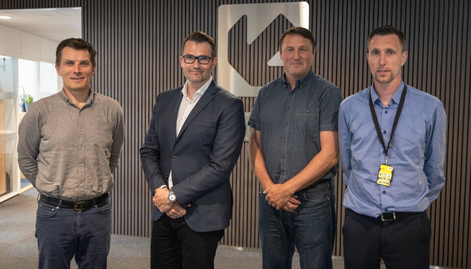 F.v. Daglig leder GMC Marine Partner, Erik Johannessen, konsernsjef i GMC, Thomas A.
Vang, daglig leder, Marine Manager, Torstein Rasmussen, og daglig leder, GMC Maritime, Bjørnar Rosenkilde Knutsen.
