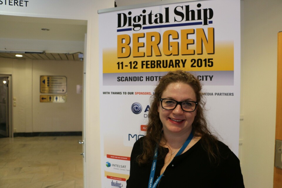Event director Cathy Hodge i Digital Ship Bergen snakker varmt om den maritime bransjen i Norge. Foto: Vibeke Linn Blich