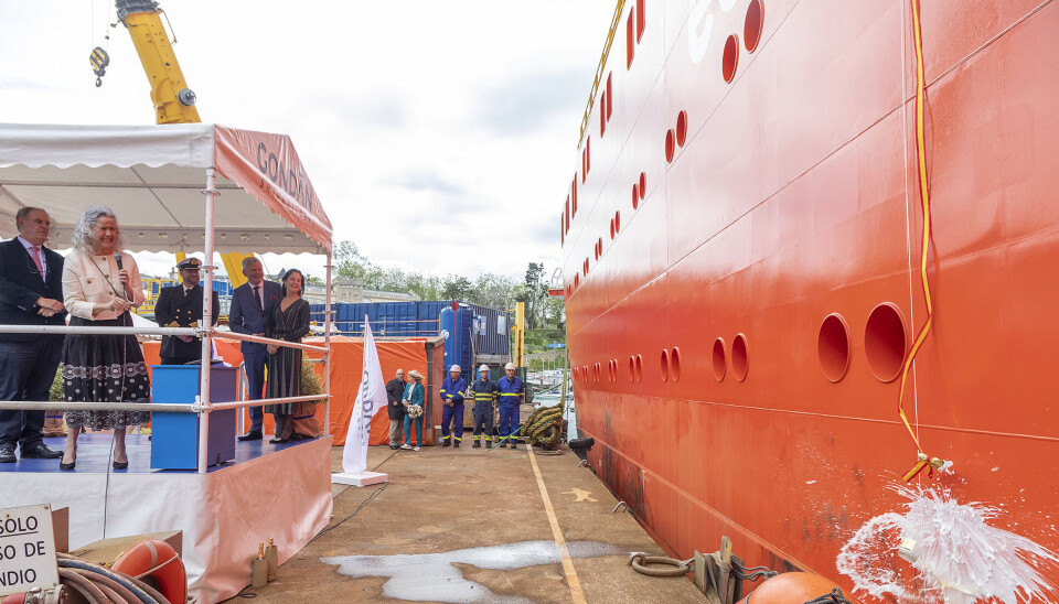 «Sudri Enabler» ble døpt i begynnelsen av mai. Gudmor var styremedlem i Edda Wind, Martha Kold Monclair.