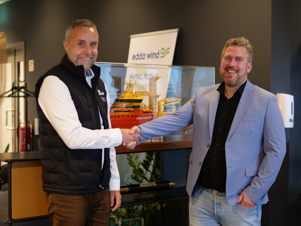 Salgsdirektør Dag Haaland i EMP Secure (t.v.) og Rune Strøm
Stange i Edda Wind (t.h.)