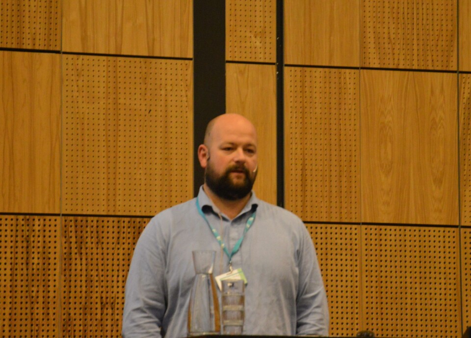 Kristoffer Selvåg fra Naviaq under Teknas havbrukskonferanse 2017. Foto: Katarina Berthelsen.