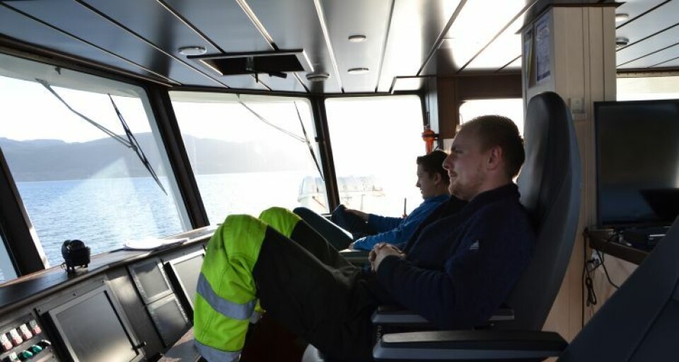 Simen Solbrekk og Terje Kristoffer Helland arbeider ombord SAS Virgo. De arbeider vanligvis 14 dager på tre uker av i sin turnus. Foto: Linn-Therese Skår Hosteland.