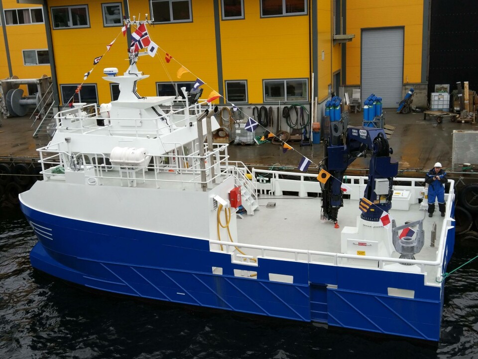 'Reidar Viking' skal i aksjon for Arnøy laks. Foto: Sletta Verft.