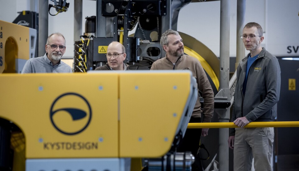 Nøkkelpersonene i ZEEROV-prosjektet. Fra venstre: Åge Holsbrekken, CCO, Knut Ståle Storesund, ingeniørsjef elektronikk og kontrollsystem, Tore Kallevik, sjefsingeniør elektronikk, og Frode Rabben, teknisk sjef.