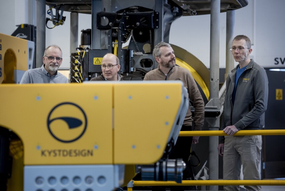 The key people on the ZEEROV project. From left: Åge Holsbrekken, CCO, Knut Ståle Storesund, engineering manager electronics and control system, Tore Kallevik, lead engineer electronics, and Frode Rabben, technical manager.