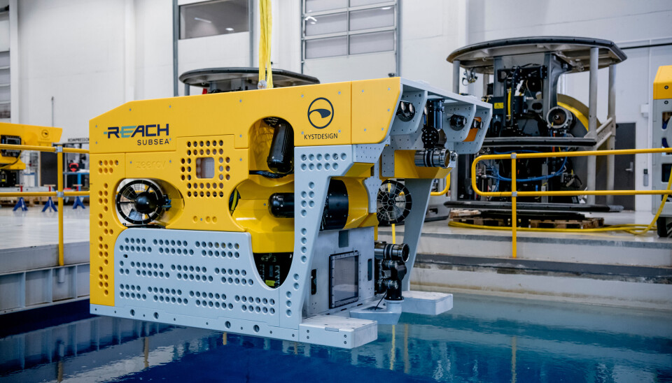 ZEEROV ROV hanging over the test pool.